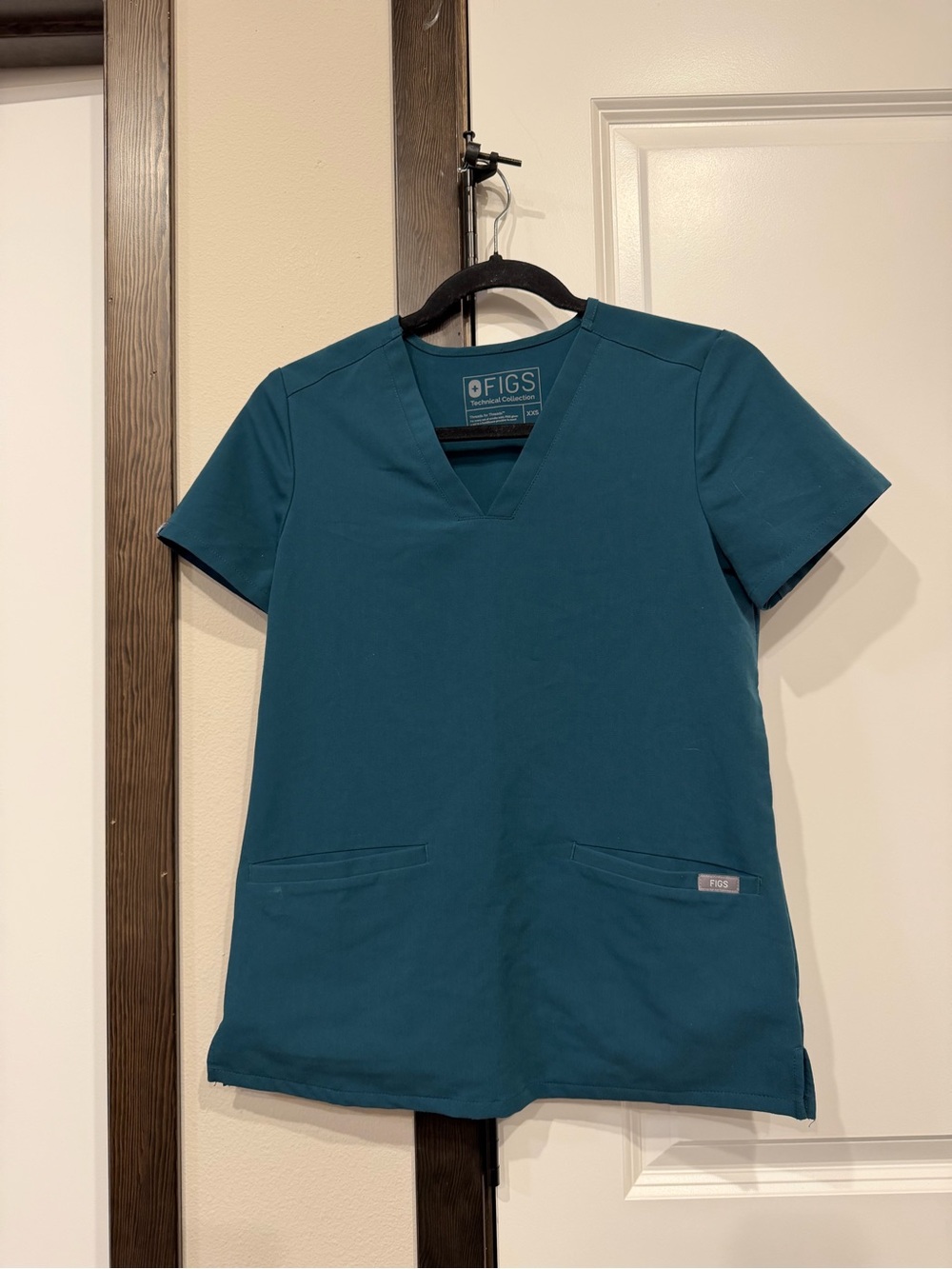 Figs Teal V-Neck Medical Scrub Top